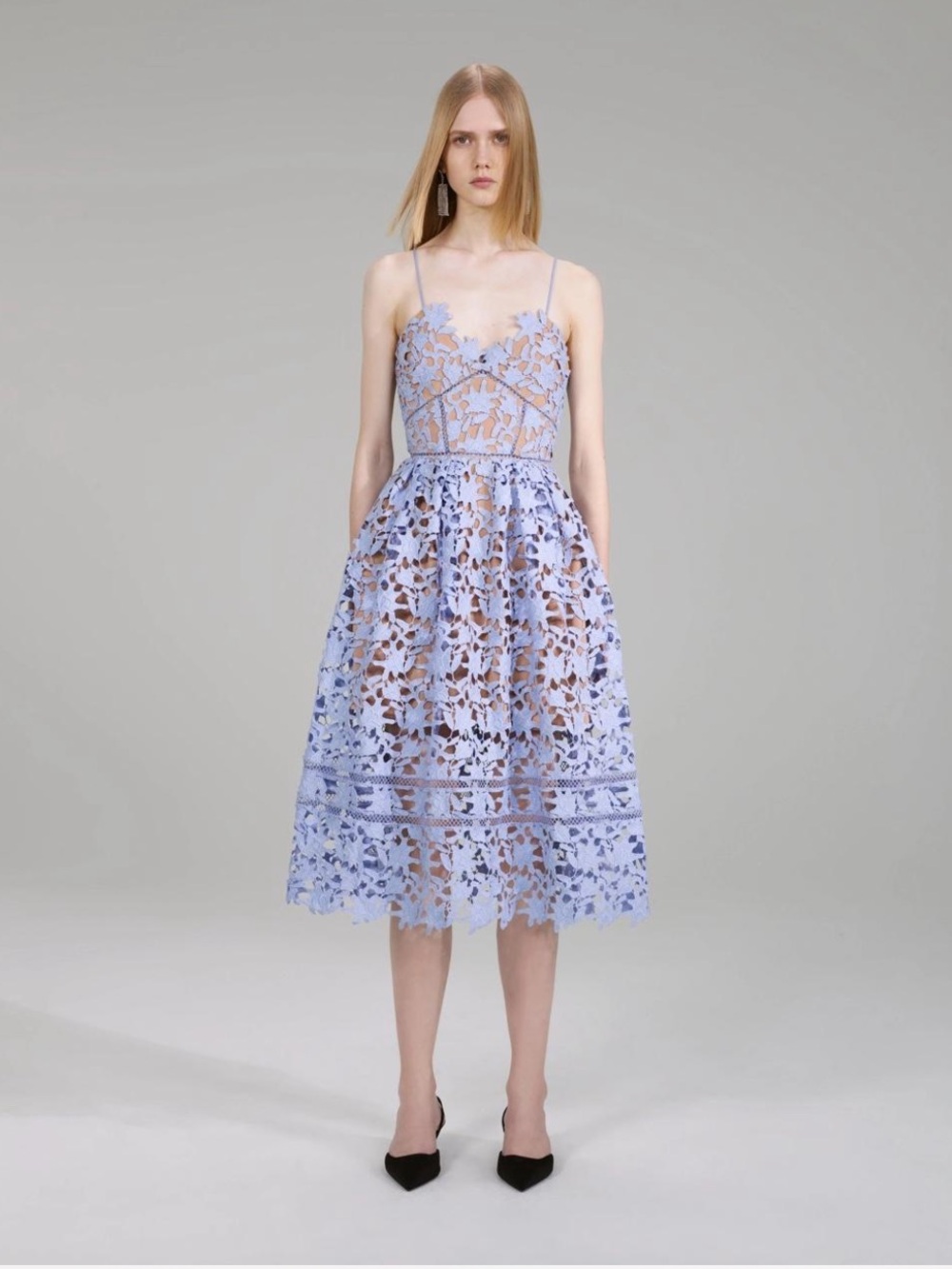 Self portrait blue lace midi azalea dress - Picture 2 of 4